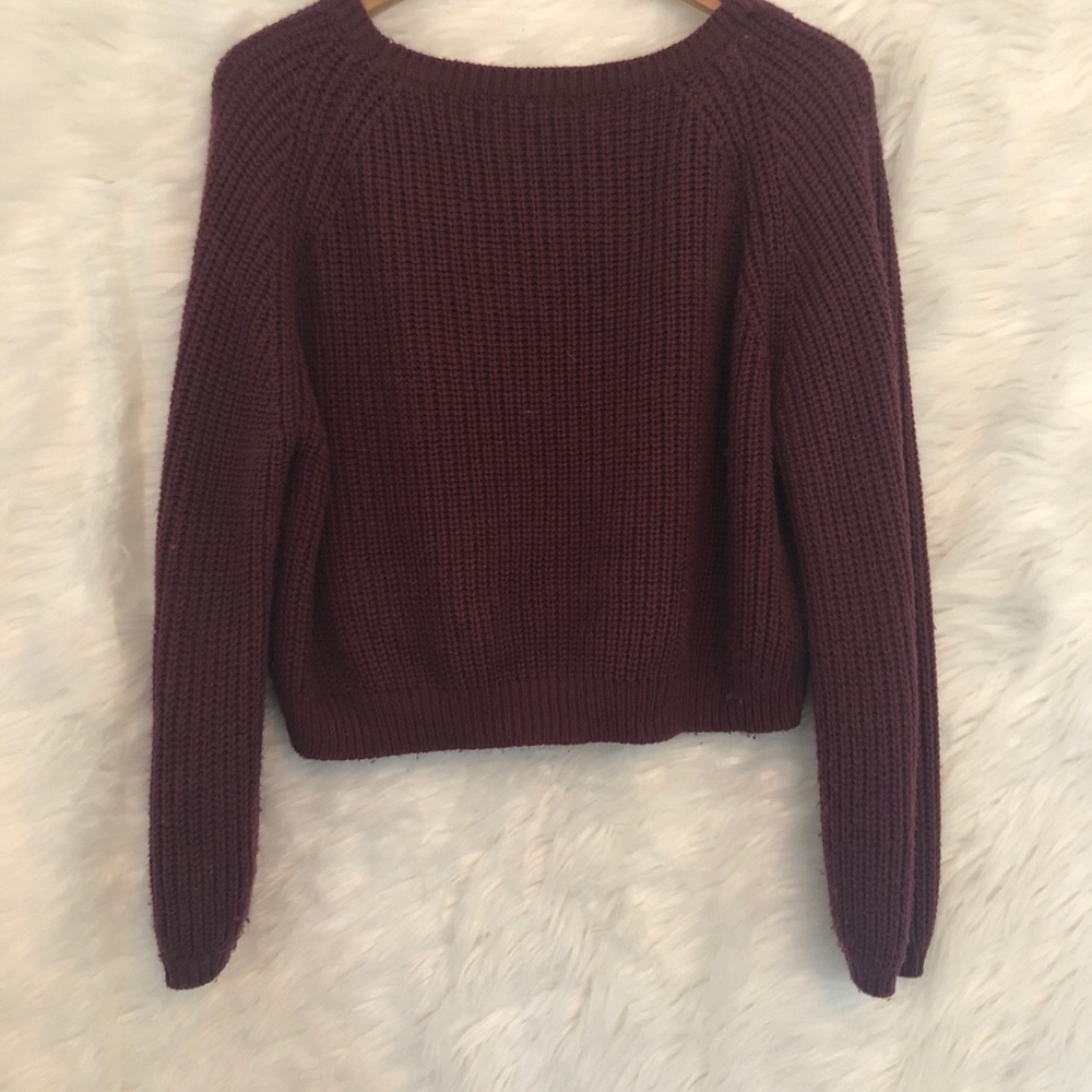 Garage Purple Knit Midi Cropped Sweater - Size L - Picture 7 of 7